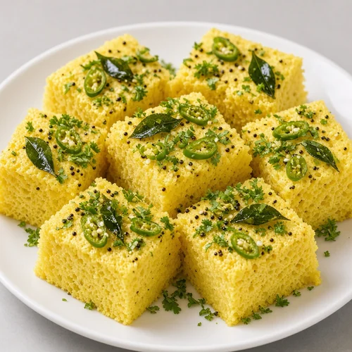 Soft Nylon Khaman Gujarati farsan at Kathiyawadi Kitchen in Winnipeg, MB